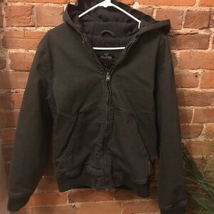 Hollister Washed Black Denim/Flannel Lined Warm Hooded Jacket Men’s Small